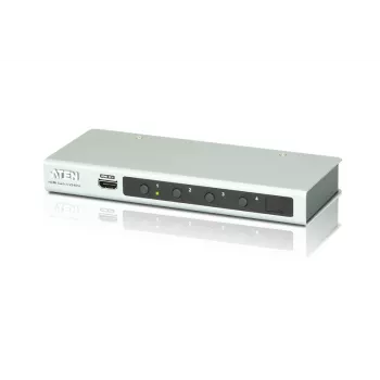 ATEN 4-poorts 4K HDMI audio/video-switch met IR-afstandsbediening, HDMI, metaal, zilver, 60 Hz, 15 m, 3840 x 2160, 4096 x 2160