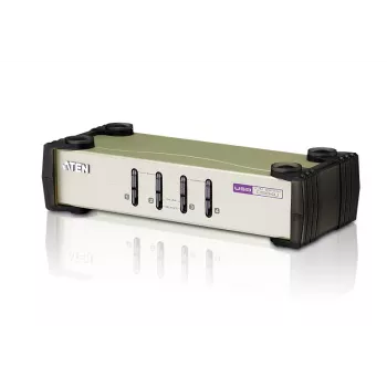 ATEN 4-poorts USB - PS/2 VGA KVM-switch (KVM-kabel inbegrepen), 2048 x 1536 pixels, QXGA, 0,45 W, zwart, grijs