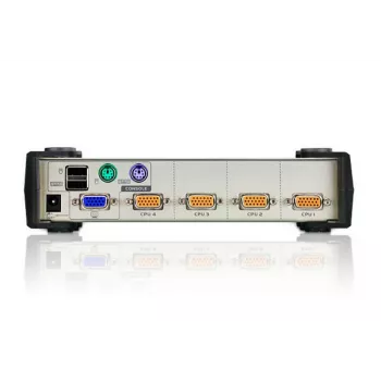 ATEN 4-poorts USB - PS/2 VGA KVM-switch (KVM-kabel inbegrepen), 2048 x 1536 pixels, QXGA, 0,45 W, zwart, grijs