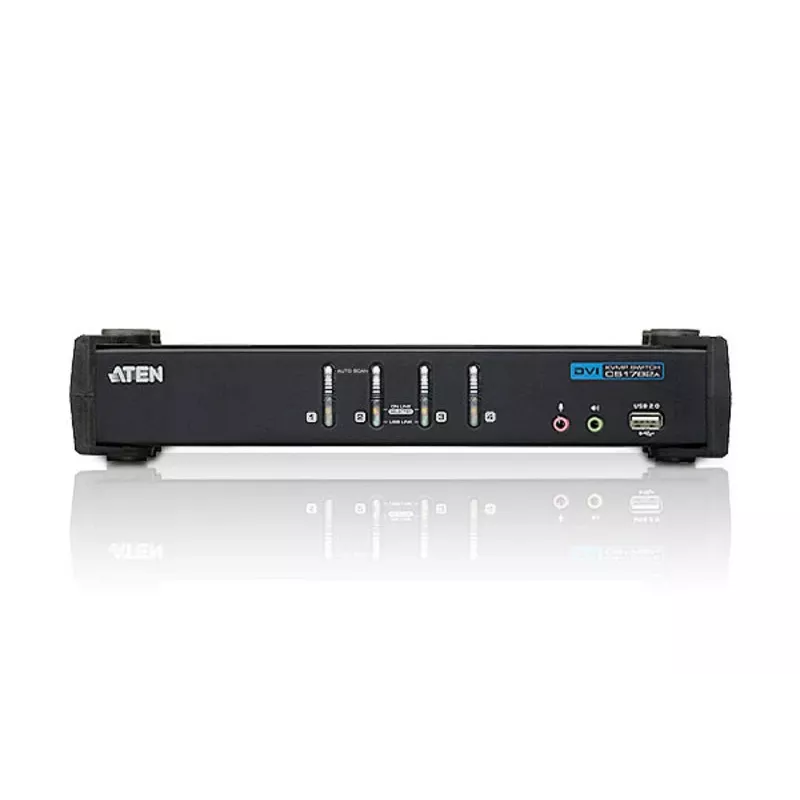 ATEN 4-poorts USB DVI KVM-switch met audio & USB 2.0-hub (KVM-kabel inbegrepen)