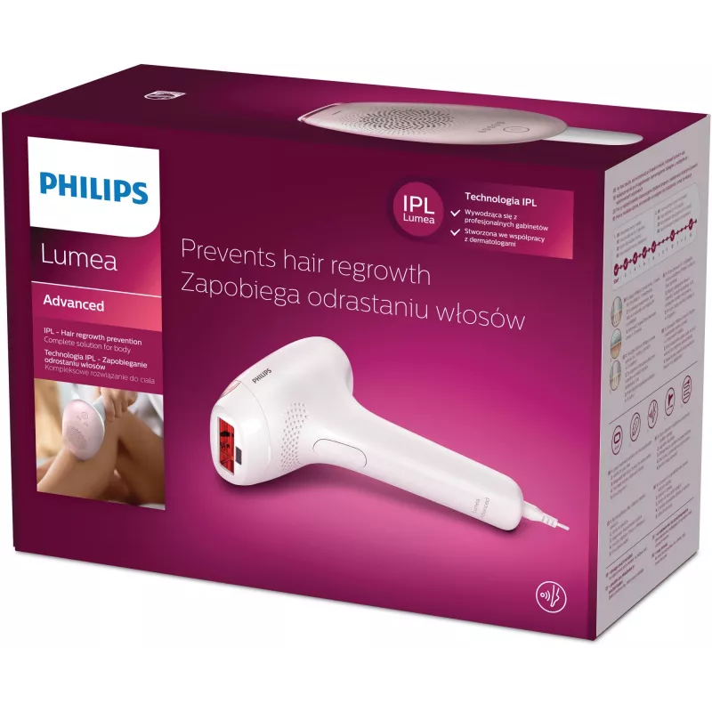IPL-haarverwijderingsapparaat Philips SC1994/00 Lumea Advanced — netvoeding, lichaamsopzetstuk, 4 cm² lamp, wit/roze