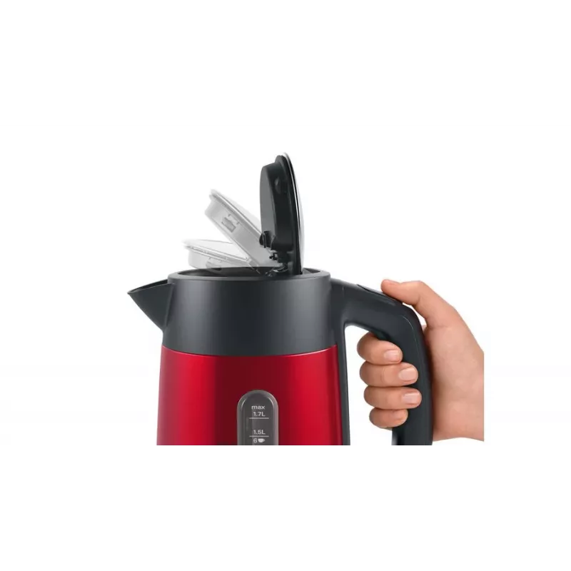 Waterkoker Bosch TWK4P434 — 1,7 L, 2400 W, zwart/rood