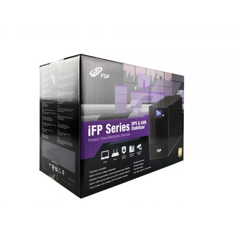 FSP iFP 600 PPF3602700 line-interactive UPS, 600 VA, 360 W, 2 Schuko-stopcontacten, LCD, USB