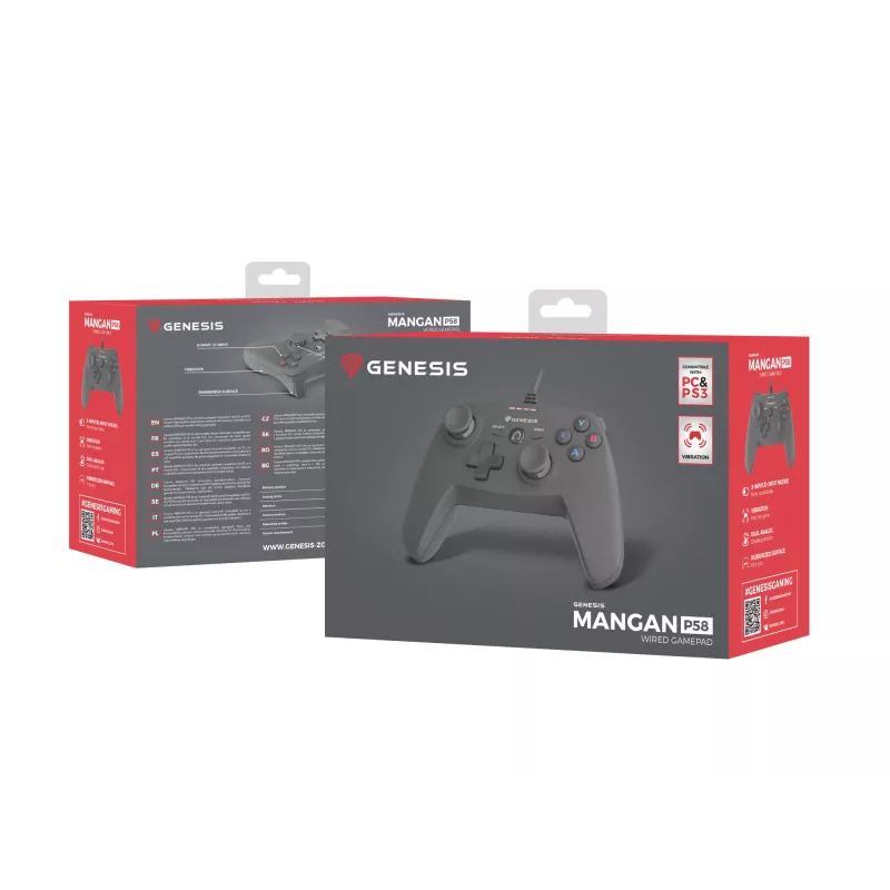 GENESIS P58 zwart USB gamepad analoog pc, PlayStation 3