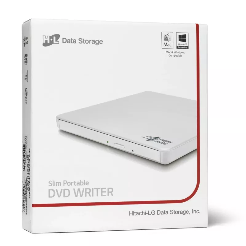 HITACHI-LG DATA STORAGE slanke draagbare DVD-drive - Gp60nw60 - USB 2.0 - wit