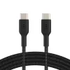 BELKIN USB-C-naar-USB-C-kabel, gevlochten, 1 m, zwart