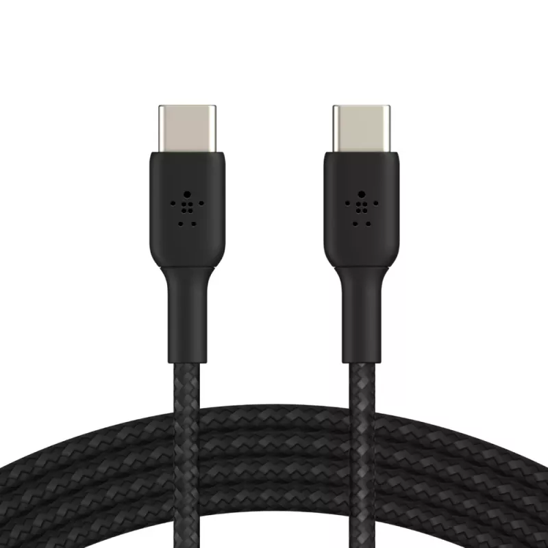 BELKIN USB-C-naar-USB-C-kabel, gevlochten, 1 m, zwart