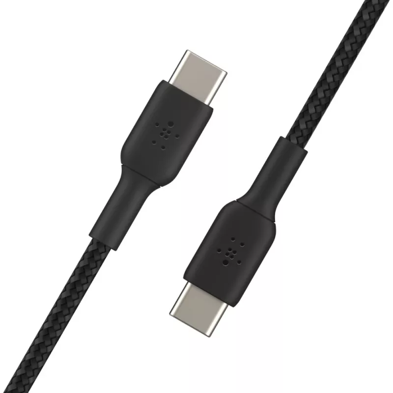BELKIN USB-C-naar-USB-C-kabel, gevlochten, 1 m, zwart