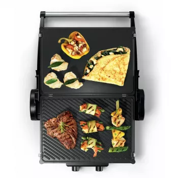 Contactgrill Bosch TCG4104 — 2000 W, rechthoekig, instelbare thermostaat, grilloppervlak 328×238 mm, rood