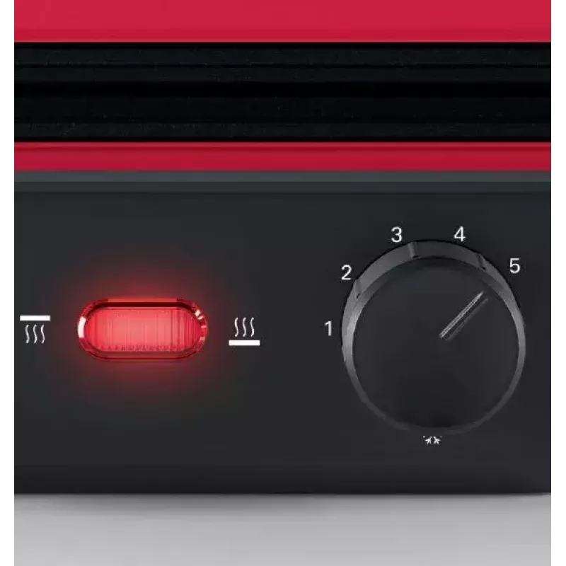 Contactgrill Bosch TCG4104 — 2000 W, rechthoekig, instelbare thermostaat, grilloppervlak 328×238 mm, rood