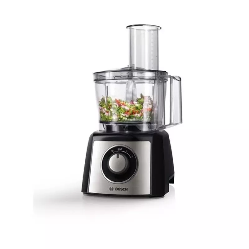 Keukenmachine Bosch MCM3401M met 800 W motor en 2,3 liter kom, zwart/rvs