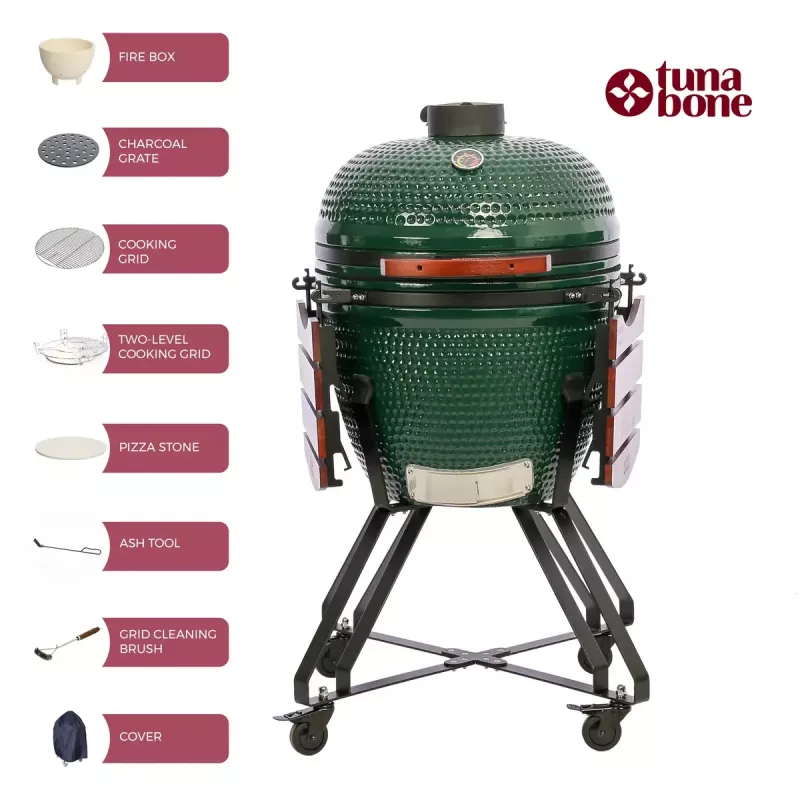 Keramische kamado grill TUNABONE Classic 23 inch (maat L) groen