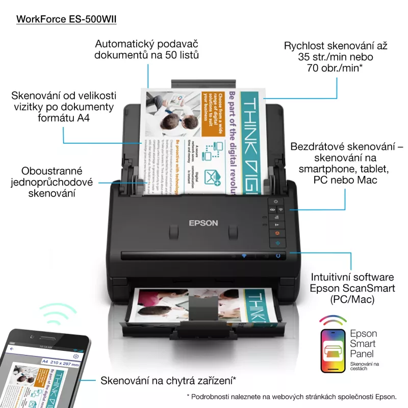 Epson WorkForce ES-500WII documentenscanner 600 x 600 dpi A4 zwart