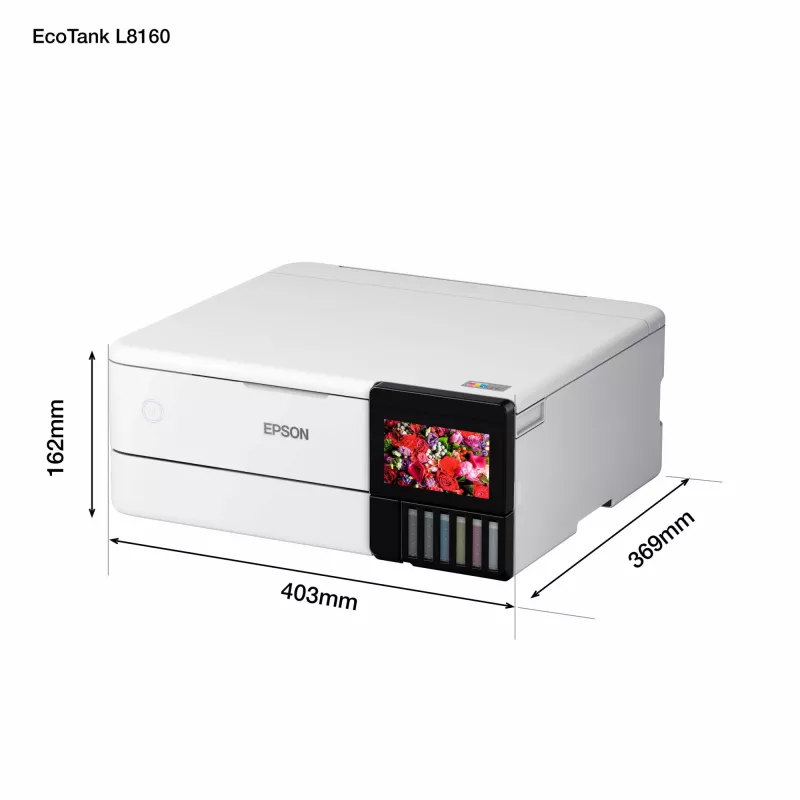 Multifunctionele inkjetprinter Epson EcoTank L8160 — kleurendruk, 5760x1440 DPI, 32 ppm, A4, Wi‑Fi, duplex