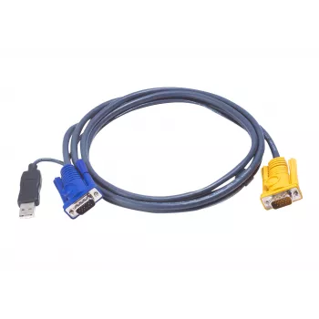 ATEN USB KVM-kabel 1,8 m, 1,8 m, VGA, zwart, HDB-15 + USB A, SPHD-15, stekker