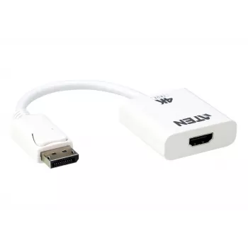 ATEN True 4K DisplayPort naar HDMI actieve adapter, 4096 x 2160 pixels, 60 Hz, wit, actieve videoconverter, 0 - 50 °C, -20 - 60 °C