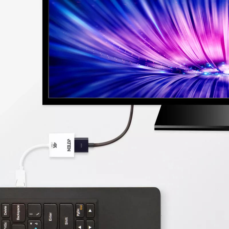 ATEN True 4K DisplayPort naar HDMI actieve adapter, 4096 x 2160 pixels, 60 Hz, wit, actieve videoconverter, 0 - 50 °C, -20 - 60 °C