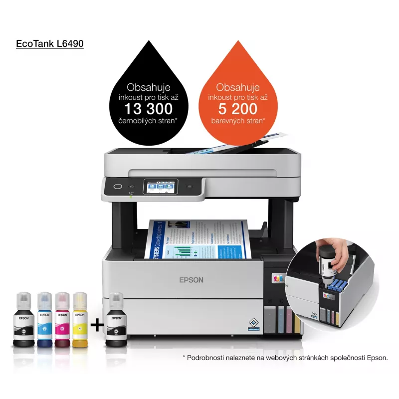 Multifunctionele printer Epson EcoTank L6490 — inkjet kleur, 4800x1200 dpi, 37 ppm, A4 duplex, Wi‑Fi, Ethernet