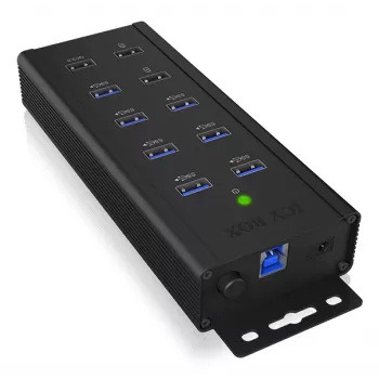 ICY BOX IB-HUB1703-QC3 USB 3.2 Gen 1 (3.1 Gen 1) Type-B 5000 Mbit/s Zwart