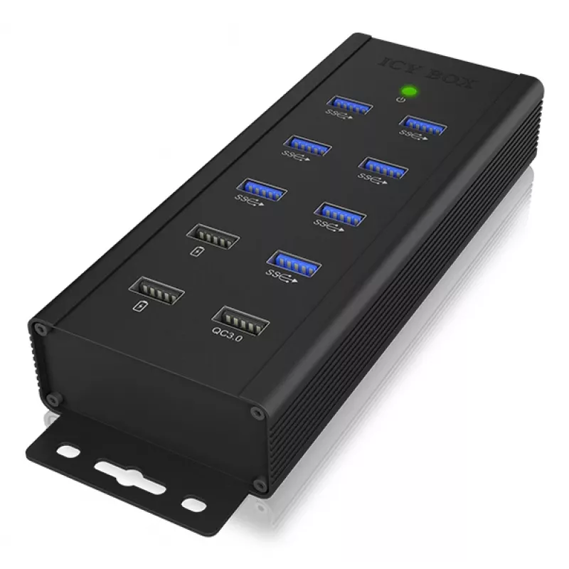 ICY BOX IB-HUB1703-QC3 USB 3.2 Gen 1 (3.1 Gen 1) Type-B 5000 Mbit/s Zwart