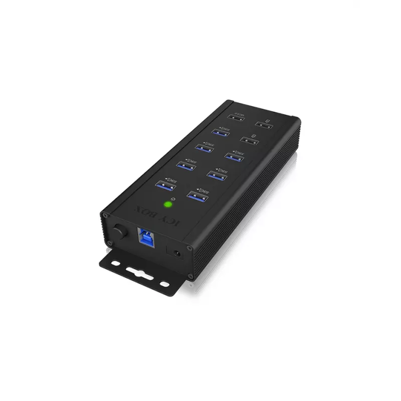 ICY BOX IB-HUB1703-QC3 USB 3.2 Gen 1 (3.1 Gen 1) Type-B 5000 Mbit/s Zwart