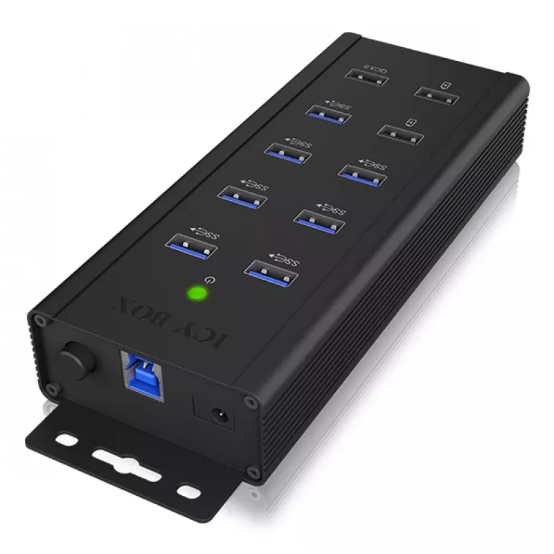 ICY BOX IB-HUB1703-QC3 USB 3.2 Gen 1 (3.1 Gen 1) Type-B 5000 Mbit/s Zwart