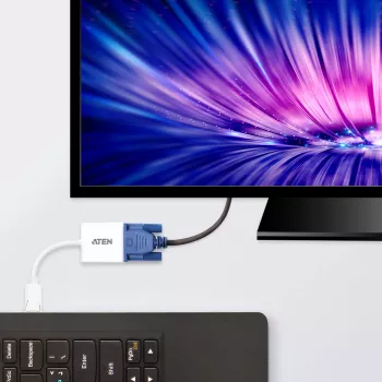 ATEN DisplayPort-naar-VGA-converter, tot 1920x1200 @60Hz, DisplayPort, VGA (D-Sub), stekker, bus, recht, recht
