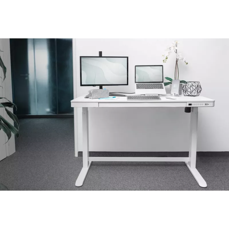 DIGITUS elektrisch in hoogte verstelbaar bureau 120x60x12cm met USB wit
