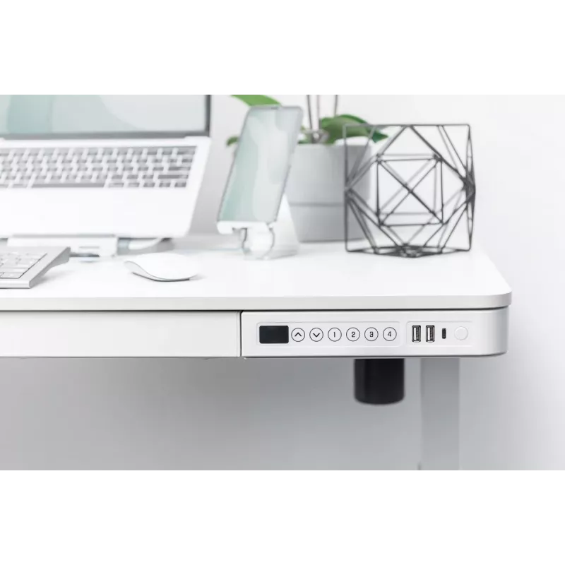 DIGITUS elektrisch in hoogte verstelbaar bureau 120x60x12cm met USB wit