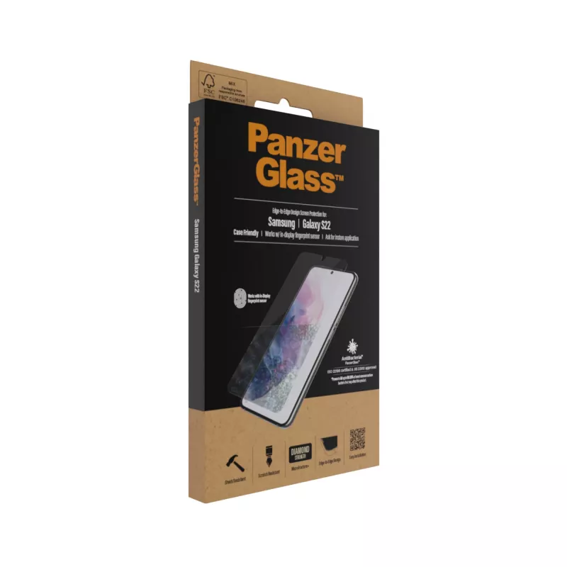 PanzerGlass UltraForce1 7293 screenprotector voor Samsung Galaxy S22, gehard glas, hoesvriendelijk, transparant