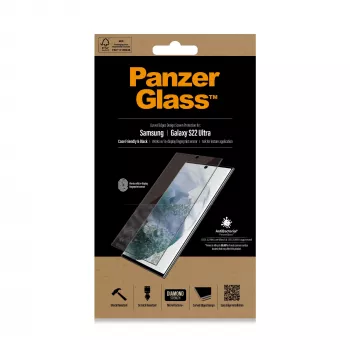 PanzerGlass 7295 screenprotector voor Samsung Galaxy S22 Ultra, gehard glas, hoesvriendelijk, zwart