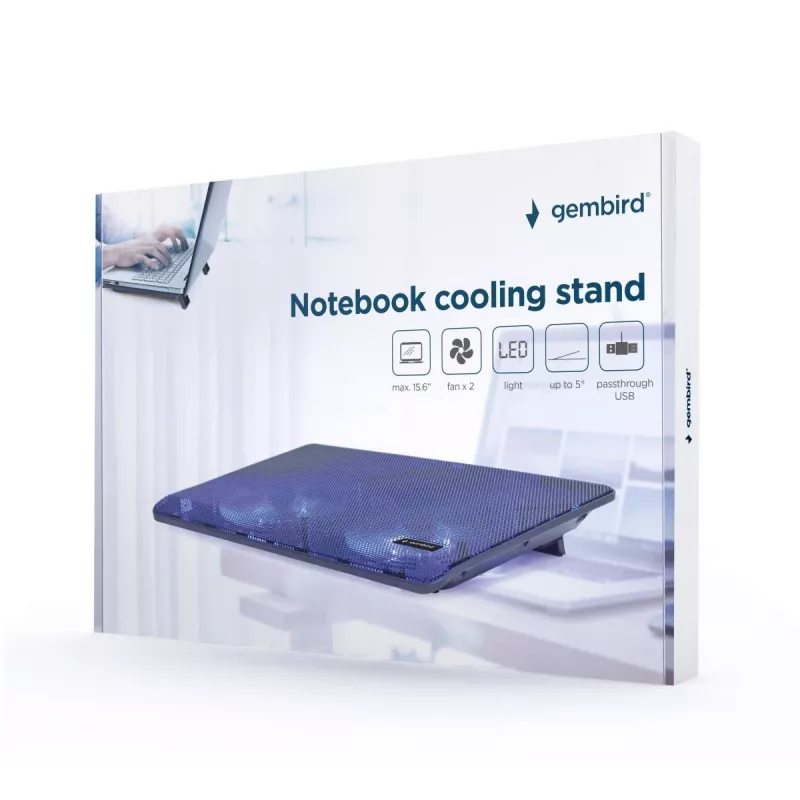 GEMBIRD notebook 15.6in koelstandaard, compact dual-fan - zwart