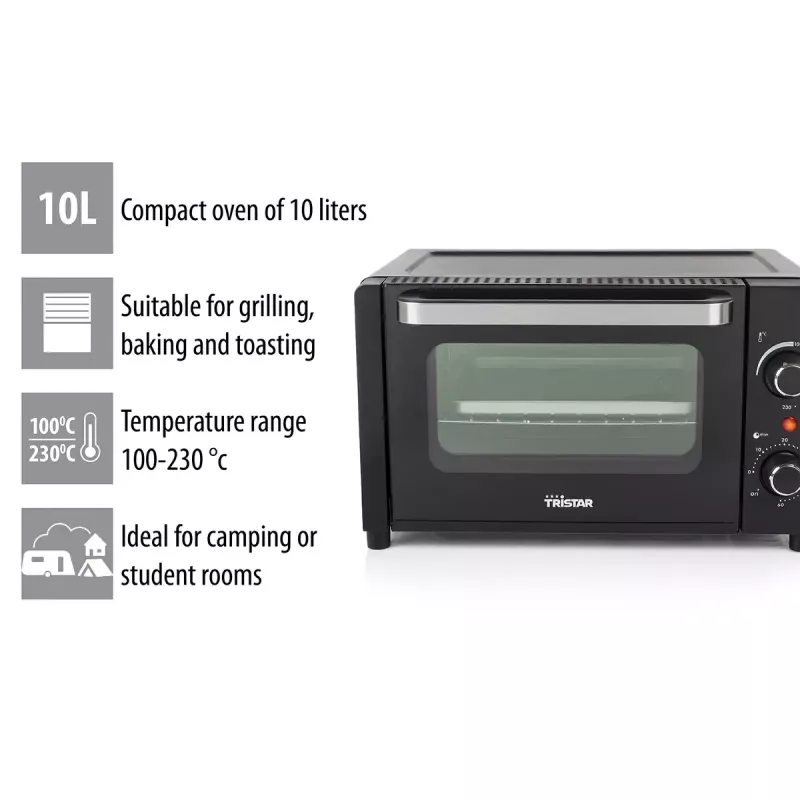 Tristar OV-3615 mini-oven 10L 800W zwart vrijstaand