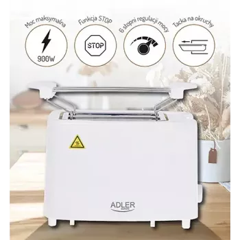 Broodrooster Adler AD 3223 2 sneetjes 750 W Wit