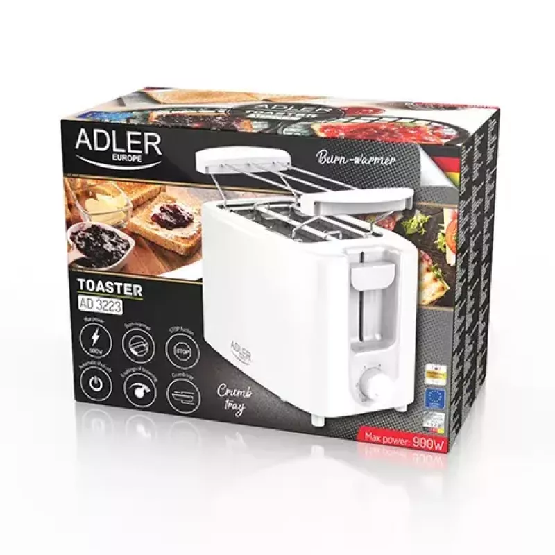 Broodrooster Adler AD 3223 2 sneetjes 750 W Wit