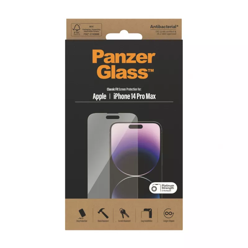 Beeldschermbescherming PanzerGlass Apple iPhone 14 Pro Max Classic Fit kras- en stootvast