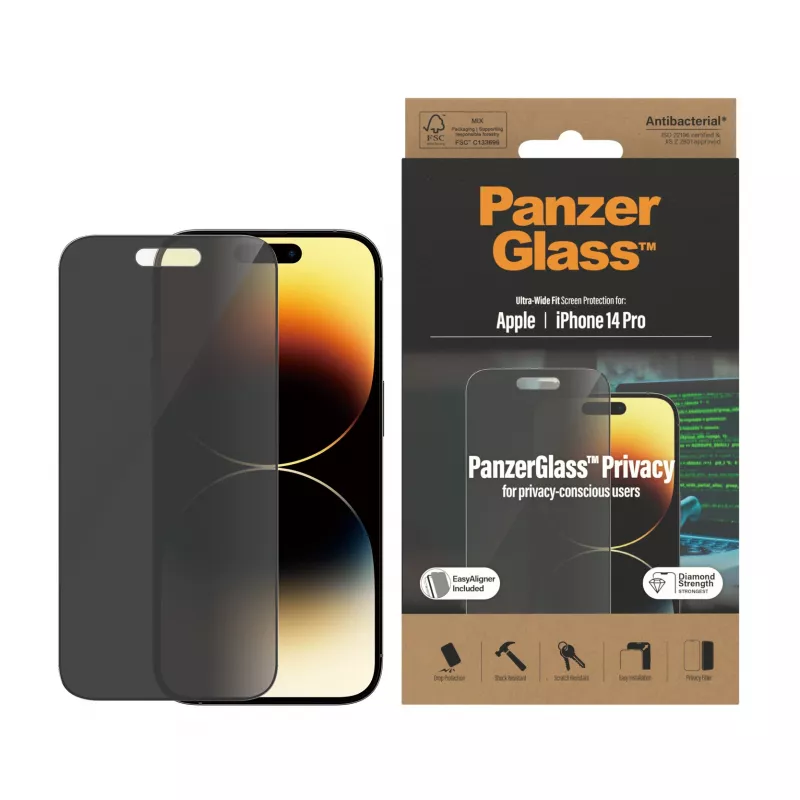 PanzerGlass ® Privacy Screen Protector iPhone 14 Pro | Ultra-Wide Fit met EasyAligner