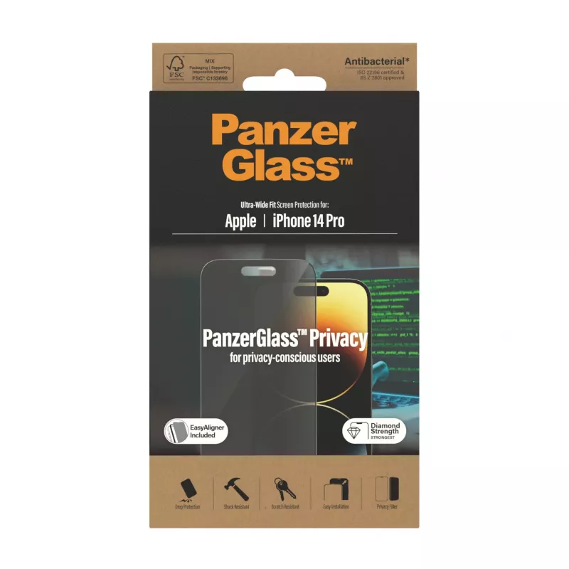 PanzerGlass ® Privacy Screen Protector iPhone 14 Pro | Ultra-Wide Fit met EasyAligner