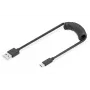 Digitus AK-300430-006-S USB 2.0 USB-A naar USB-C spiraalkabel, 1 m, 480 Mbit/s, 60 W PD, zwart