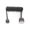 Digitus AK-300430-006-S USB 2.0 USB-A naar USB-C spiraalkabel, 1 m, 480 Mbit/s, 60 W PD, zwart