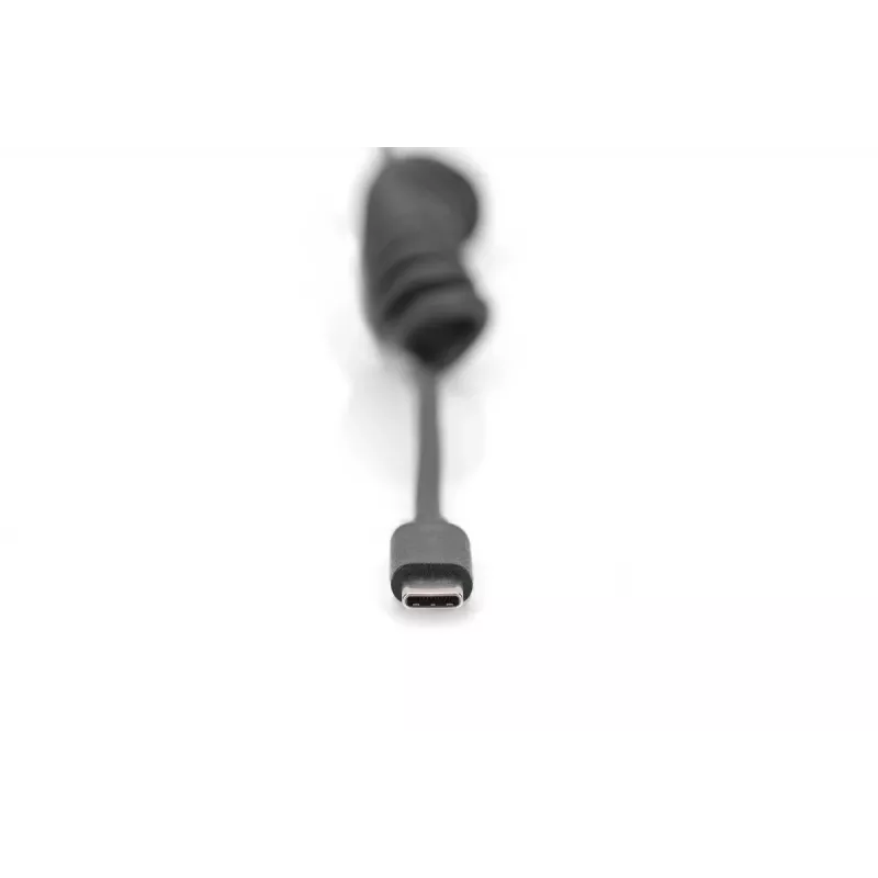 Digitus AK-300430-006-S USB 2.0 USB-A naar USB-C spiraalkabel, 1 m, 480 Mbit/s, 60 W PD, zwart