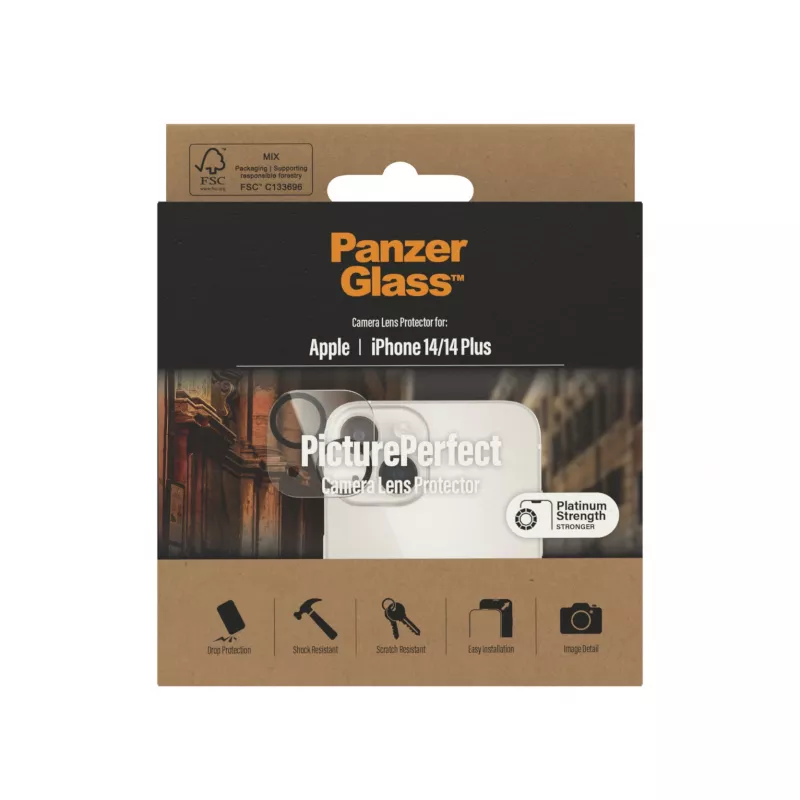 Camerobjectief-beschermfolie PanzerGlass PicturePerfect voor Apple iPhone 14 / 14 Plus, transparant gehard glas