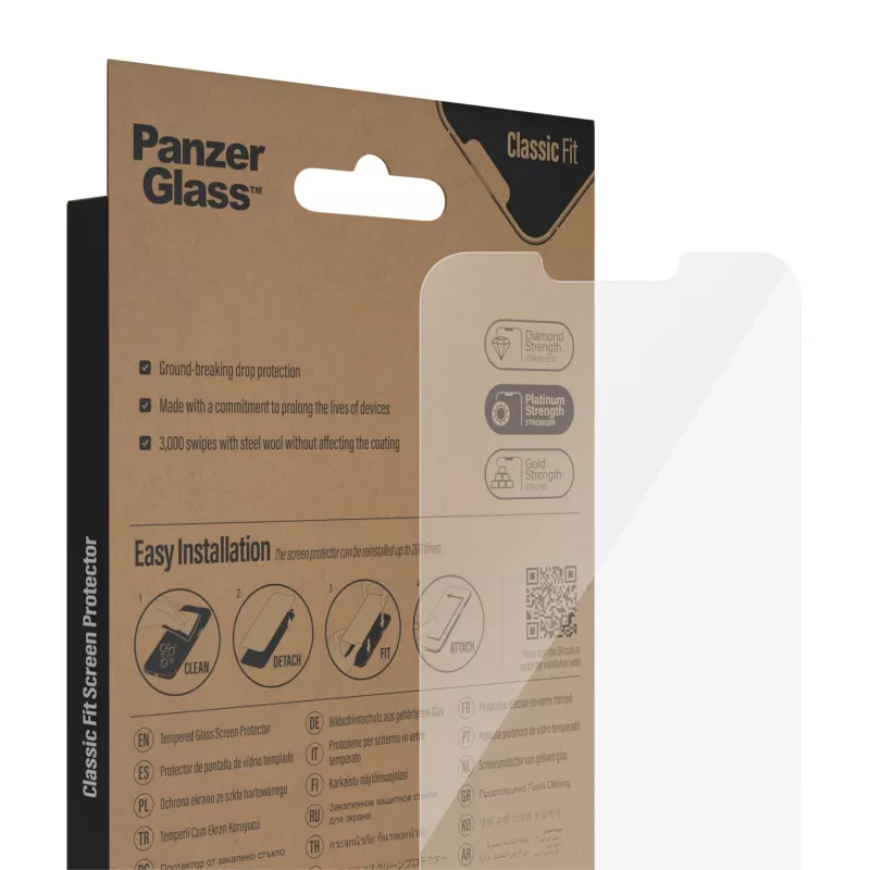 PanzerGlass beeldschermbeschermfolie voor Apple iPhone 14 Plus 13 Pro Max, kras- en stootvast