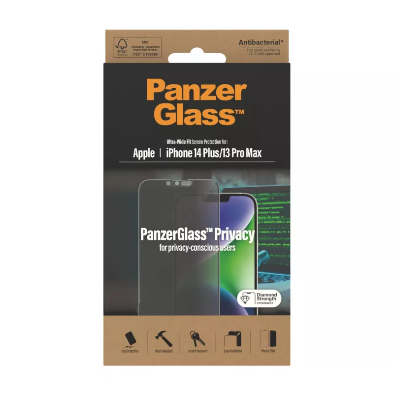 Privacyschermbescherming PanzerGlass Apple iPhone 14 Plus 13 Pro Max krasvast stootvast
