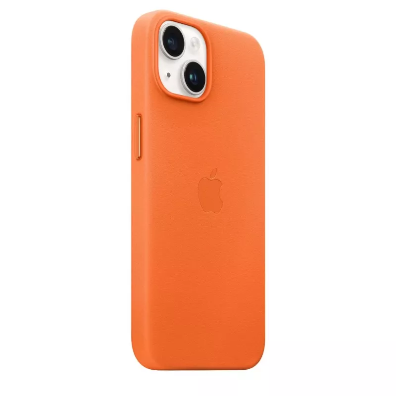 Apple lederen case met MagSafe iPhone 14 oranje