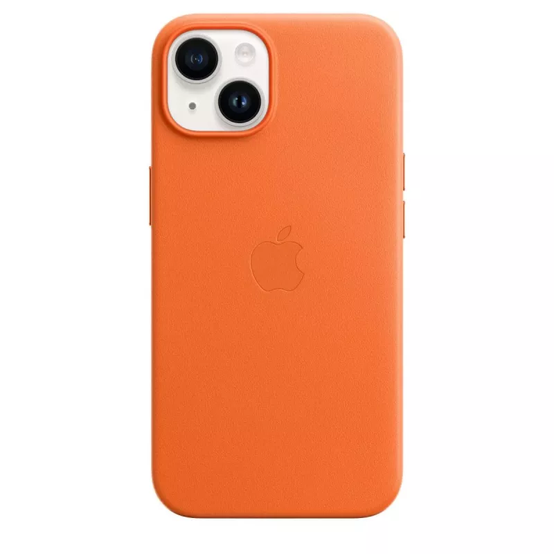 Apple lederen case met MagSafe iPhone 14 oranje