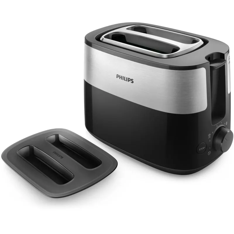 Philips Daily Collection HD2517/90 broodrooster, 2 sleuven, 830 W, zwart/zilver