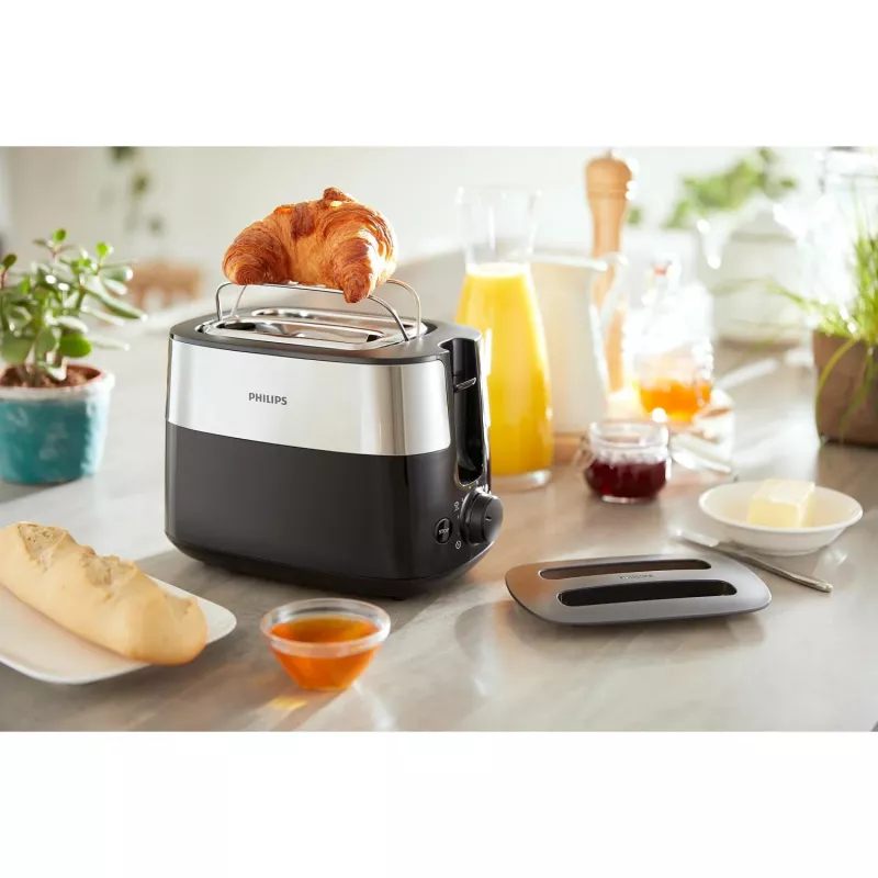 Philips Daily Collection HD2517/90 broodrooster, 2 sleuven, 830 W, zwart/zilver