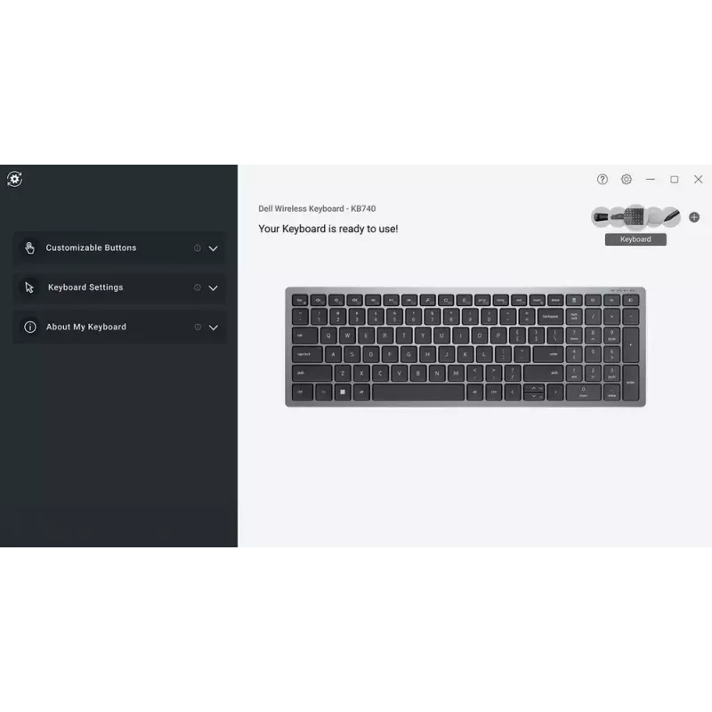 Toetsenbord DELL KB740 Office RF Wireless + Bluetooth QWERTY US International grijs zwart
