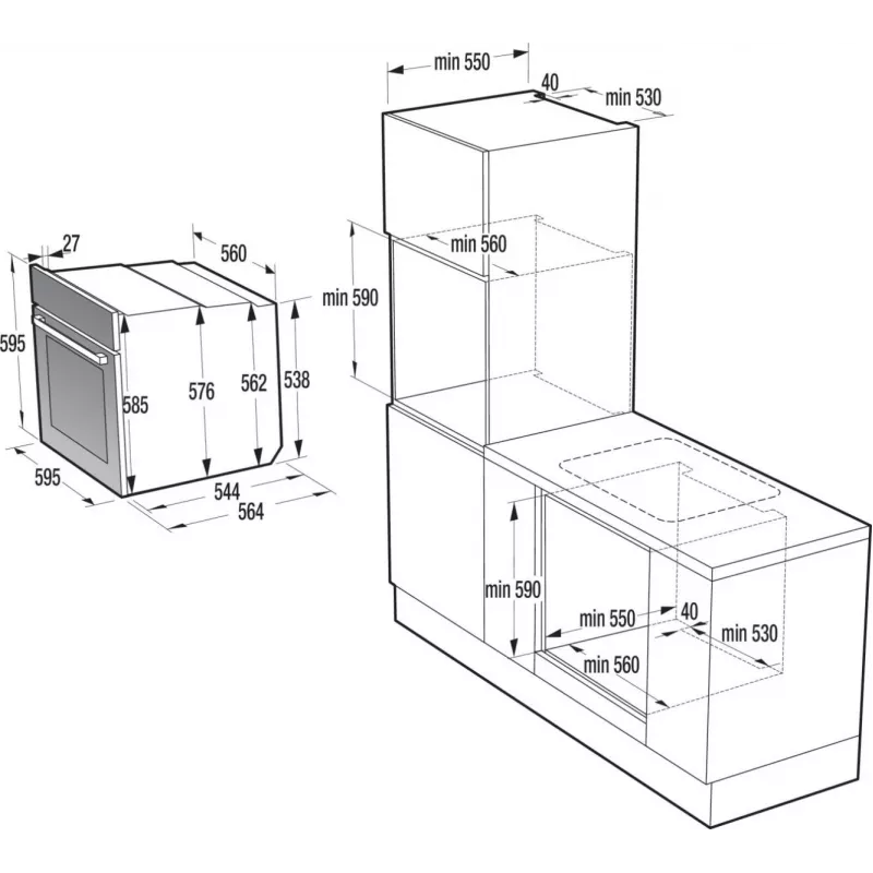 Gorenje BO3CO4L02 1 BOS67371CLB PL_ILCL, groot, elektrisch, 77 L, 2300 W, 77 L, 2300 W